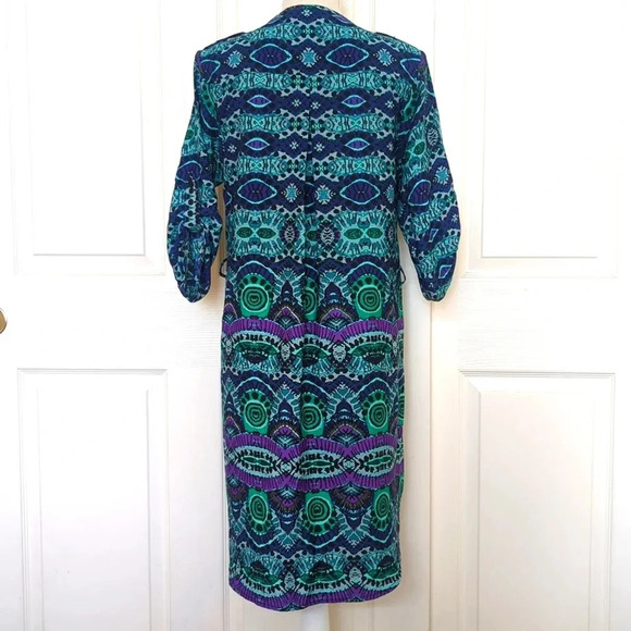 Anthropologie Maeve Ikat Frequencies Belted Shirt Dress - Picture 5 of 7